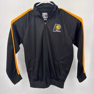 NBA Indiana Pacers Track Jacket Mens‎ XL Black Gold Excellent Full Zip UNK Logo